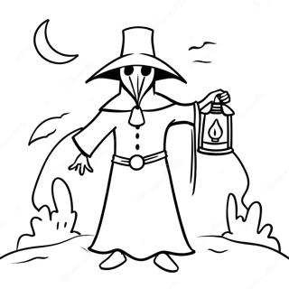 Spooky Plague Doctor With Lantern Coloring Page 48453-38823