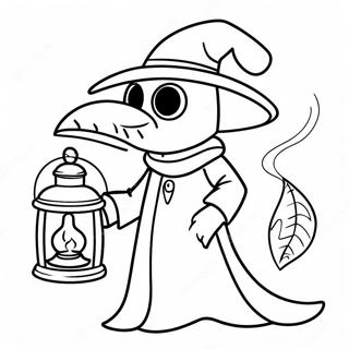 Spooky Plague Doctor With Lantern Coloring Page 48453-38824