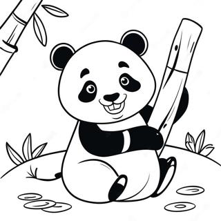 Cute Panda Playing With Bamboo Coloring Page 48463-38831