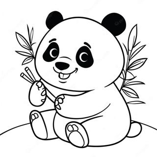 Cute Panda Playing With Bamboo Coloring Page 48463-38832