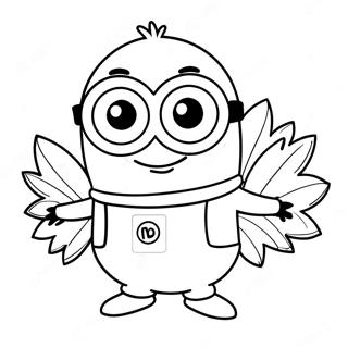 Happy Minion With Turkey Coloring Page 48523-38879