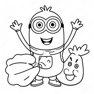 Happy Minion With Turkey Coloring Page 48523-38880