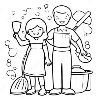 Cleaning Coloring Pages