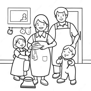 Happy Cleaning Family Coloring Page 48533-38882