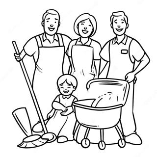 Happy Cleaning Family Coloring Page 48533-38883