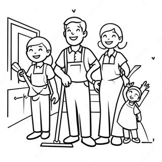 Happy Cleaning Family Coloring Page 48533-38884