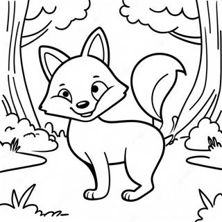 Playful Cartoon Fox In The Forest Coloring Page 48563-38909