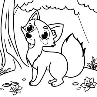 Playful Cartoon Fox In The Forest Coloring Page 48563-38910