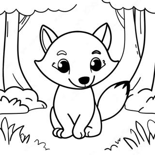 Playful Cartoon Fox In The Forest Coloring Page 48563-38911