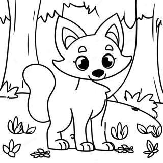 Playful Cartoon Fox In The Forest Coloring Page 48563-38912