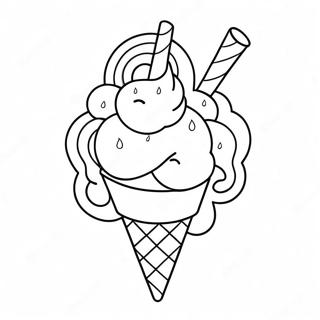 Sparkling Unicorn Ice Cream Sundae Coloring Page 48573-38916