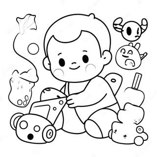 Cute Baby John Playing With Toys Coloring Page 48623-38957