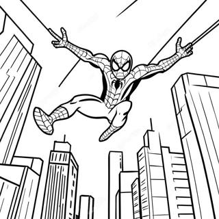 Adventurous Spider Man Swinging Through The City Coloring Page 48633-38965