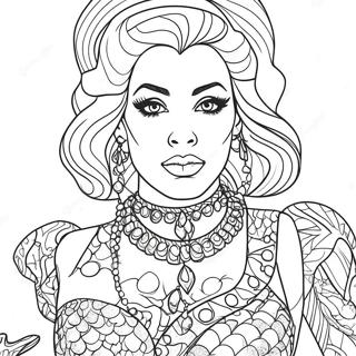 Glittery Drag Queen In Stunning Outfit Coloring Page 48643-38973