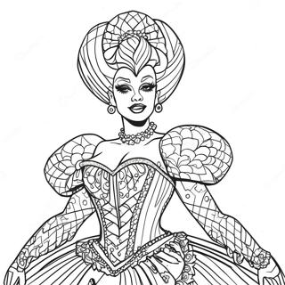 Glittery Drag Queen In Stunning Outfit Coloring Page 48643-38975