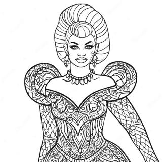 Glittery Drag Queen In Stunning Outfit Coloring Page 48643-38976