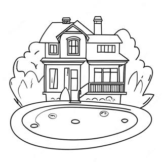 House With Pool Coloring Pages