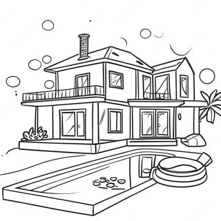 House With Sparkling Pool Coloring Page 48652-38979