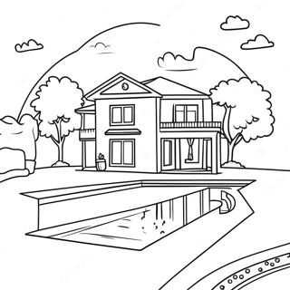 House With Sparkling Pool Coloring Page 48652-38980