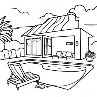 Cozy House With Poolside Lounge Coloring Page 48653-38997