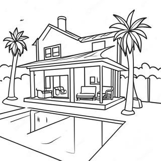 Cozy House With Poolside Lounge Coloring Page 48653-38998