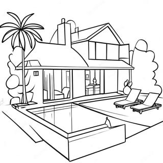 Cozy House With Poolside Lounge Coloring Page 48653-38999