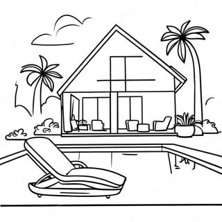 Cozy House With Poolside Lounge Coloring Page 48653-39000