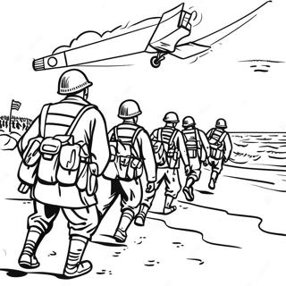 D Day Soldiers Landing On Beach Coloring Page 48662-38982