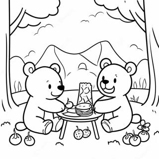 Cute Bear Family Picnic Coloring Page 48673-38994