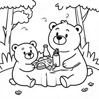 Cute Bear Family Picnic Coloring Page 48673-38996