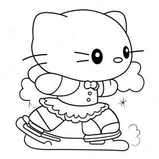 Hello Kitty Ice Skating Coloring Pages