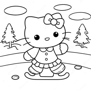 Cute Hello Kitty Ice Skating On A Frozen Pond Coloring Page 48793-39094