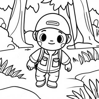 Adventurous Boy Exploring The Forest Coloring Page 48843-39135