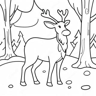 Elegant Reindeer In Winter Wonderland Coloring Page 48863-39153