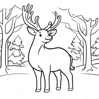 Elegant Reindeer In Winter Wonderland Coloring Page 48863-39154