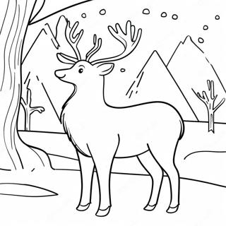 Elegant Reindeer In Winter Wonderland Coloring Page 48863-39155