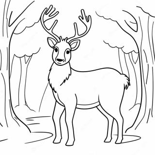 Elegant Reindeer In Winter Wonderland Coloring Page 48863-39156