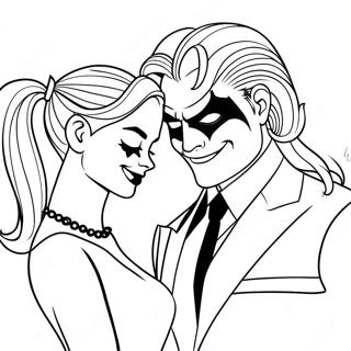 Romantic Mad Love Harley Quinn And Joker Coloring Pages