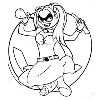 Harley Quinn In Playful Pose Coloring Page 48873-39157