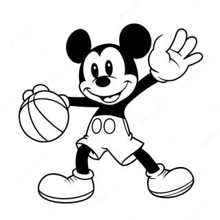 Mickey Mouse Dribbling Basketball Coloring Page 48943-39209