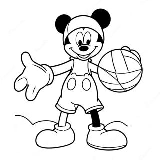 Mickey Mouse Dribbling Basketball Coloring Page 48943-39212