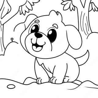 Playful Puppy In Snow Coloring Page 48973-39233