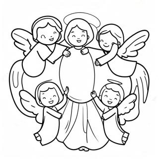 Heavenly Angels Surrounding Jesus Coloring Page 49023-39274