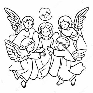 Heavenly Angels Surrounding Jesus Coloring Page 49023-39275