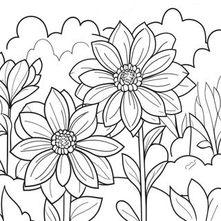 Beautiful Dahlia Garden Coloring Page 49153-39374