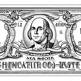 Detailed 100 Dollar Bill Coloring Page 49293-39486