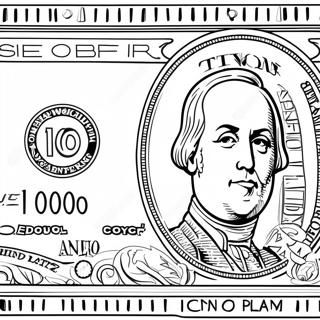 Detailed 100 Dollar Bill Coloring Page 49293-39488