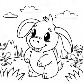 Cute Baby Eeyore In A Flower Field Coloring Page 49333-39517