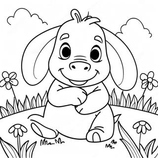 Cute Baby Eeyore In A Flower Field Coloring Page 49333-39518