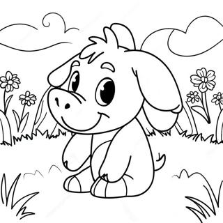 Cute Baby Eeyore In A Flower Field Coloring Page 49333-39519